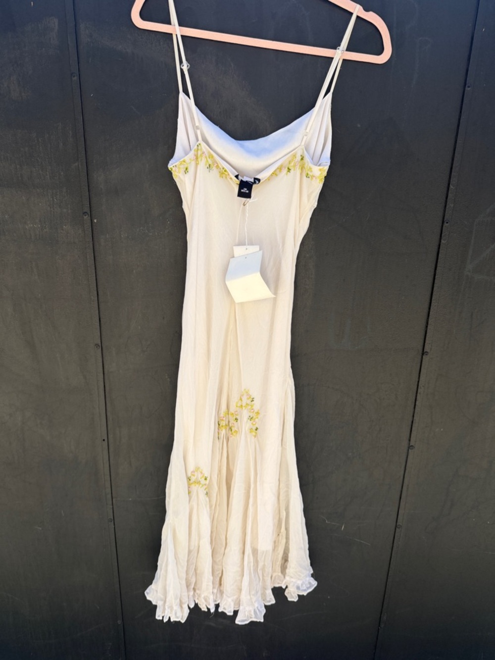 Betsey Johnson Cream Midi fairy Slip Dress with delicate Floral Trim - Picture 5 of 7